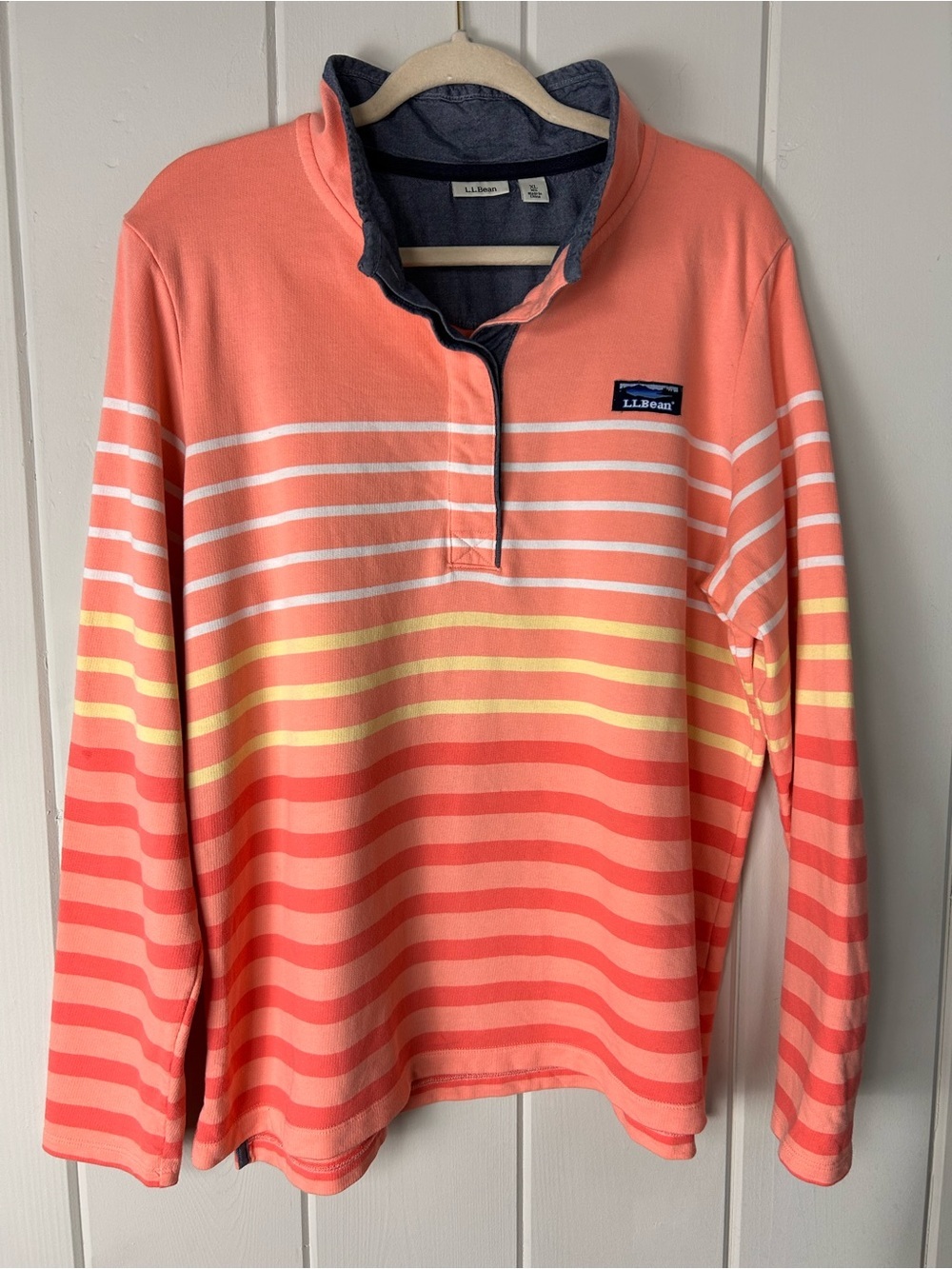 Poshmark Title:
L.L.Bean Striped Quarter Button Pullover XL Prep Sweatshirt Top - Picture 7 of 7